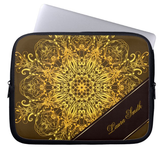 Ethnic floral mandala. laptop sleeve (Front)