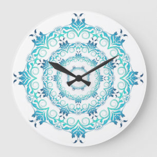 Ethnic floral mandala large clock