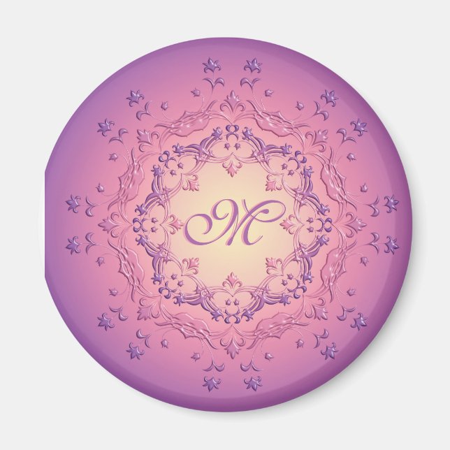 Ethnic floral mandala. Monogram. Magnet (Front)