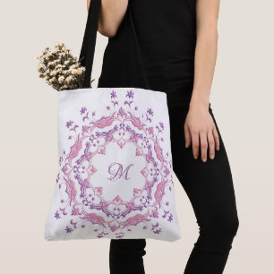 Ethnic floral mandala. Monogram. Tote Bag