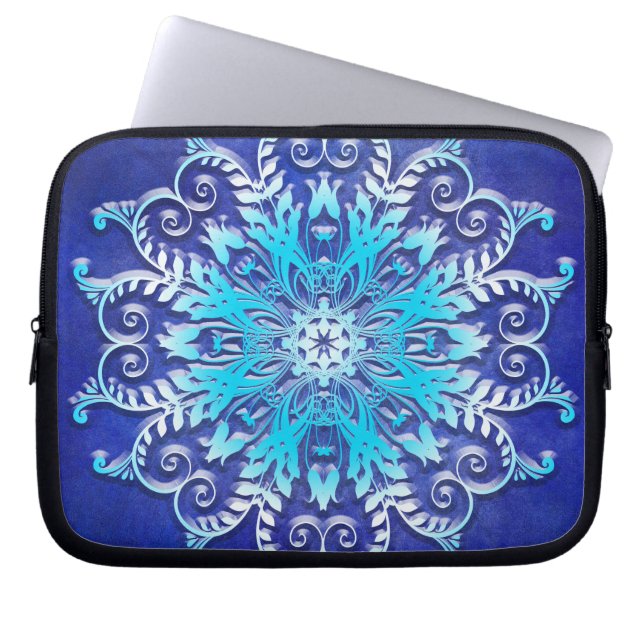 ethnic floral mandala on grunge background laptop sleeve (Front)