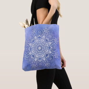Ethnic floral mandala on grunge background tote bag