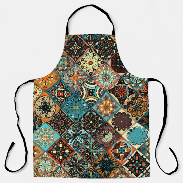 Ethnic floral mandala seamless pattern. Colourful  Apron (Front)