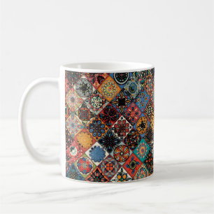 Ethnic floral mandala seamless pattern. Colourful Coffee Mug