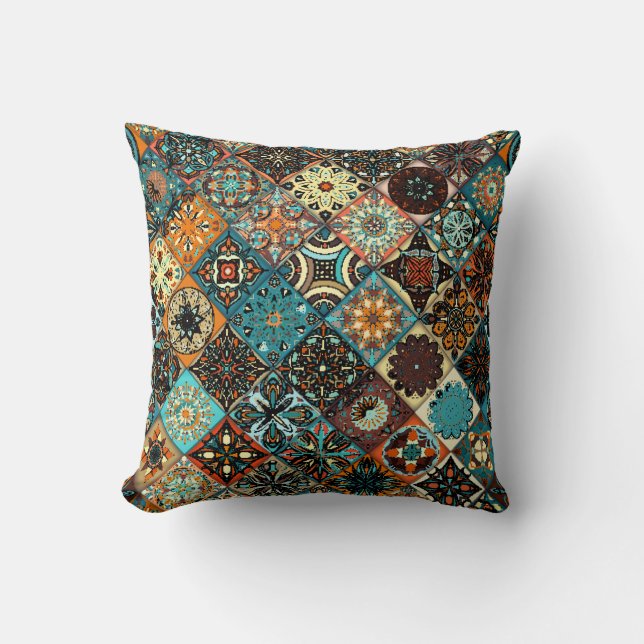 Ethnic floral mandala seamless pattern. Colourful  Cushion (Front)