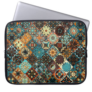 Ethnic floral mandala seamless pattern. Colourful Laptop Sleeve