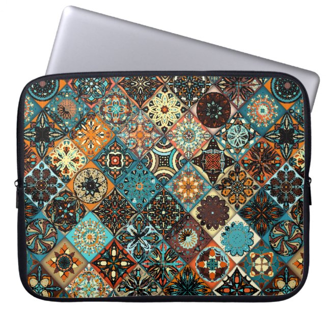Ethnic floral mandala seamless pattern. Colourful  Laptop Sleeve (Front)