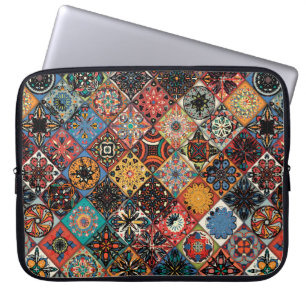 Ethnic floral mandala seamless pattern. Colourful Laptop Sleeve