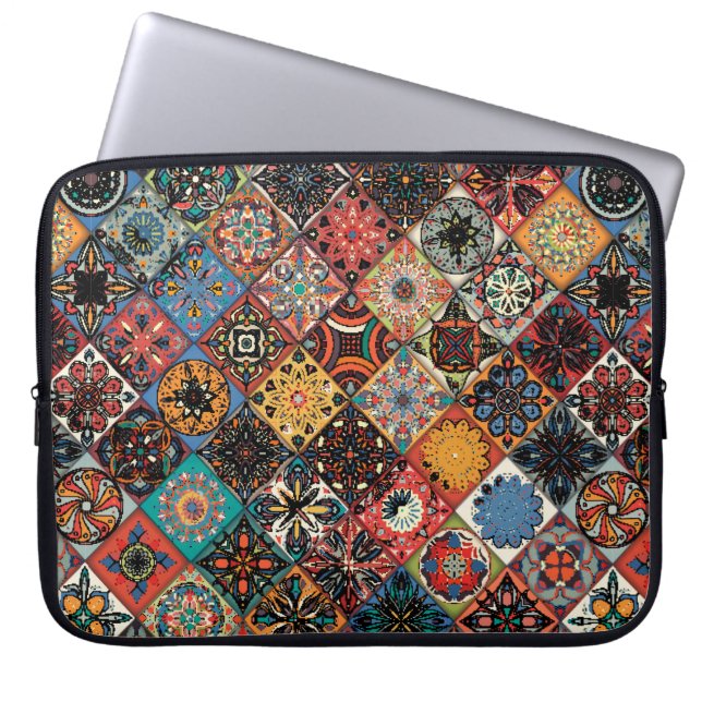 Ethnic floral mandala seamless pattern. Colourful  Laptop Sleeve (Front)