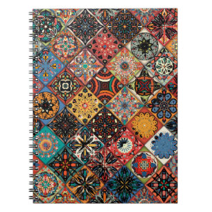Ethnic floral mandala seamless pattern. Colourful  Notebook