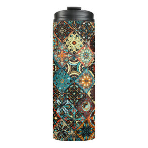 Ethnic floral mandala seamless pattern. Colourful  Thermal Tumbler