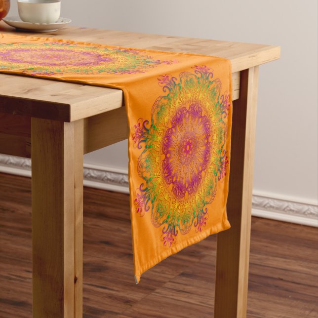 Ethnic floral mandala. short table runner (In Situ)
