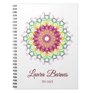 Ethnic floral mandala. spiral notebook