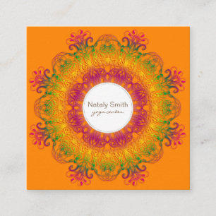 Ethnic floral mandala. square business card