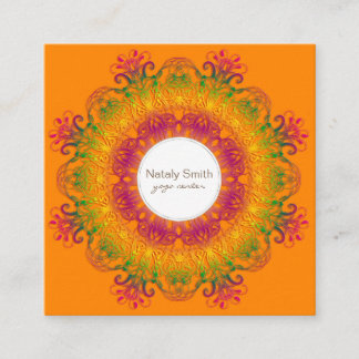 Ethnic floral mandala. square business card