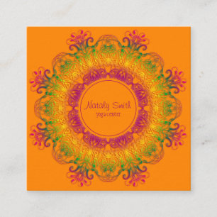 Ethnic floral mandala. square business card