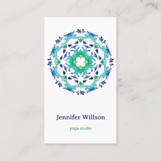 Ethnic floral mandala. text. business card (Front)