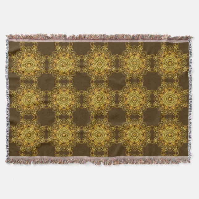 Ethnic floral mandala. throw blanket (Front)