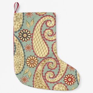 Ethnic floral, paisley vintage style. small christmas stocking