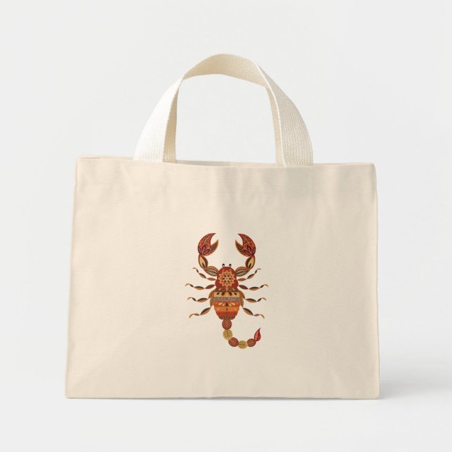 Ethnic Floral Scorpion Mini Tote Bag (Front)