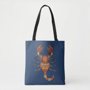 Ethnic Floral Scorpion Tote Bag