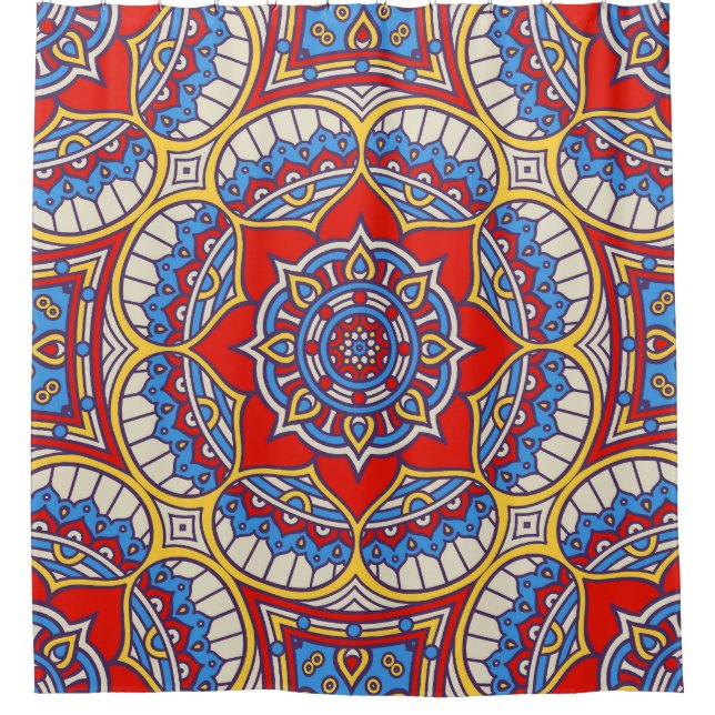 Ethnic floral, seamless bohemian pattern. shower curtain (Front)