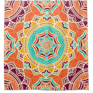 Ethnic floral seamless pattern shower curtain