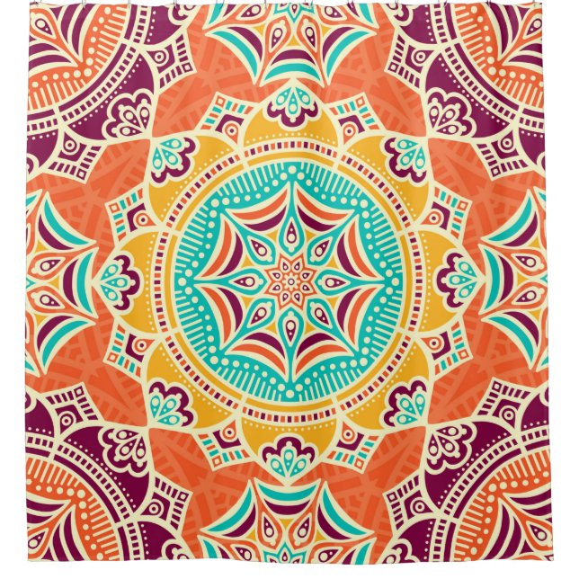 Ethnic floral seamless pattern shower curtain (Front)