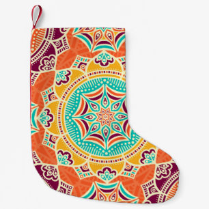 Ethnic floral seamless pattern small christmas stocking