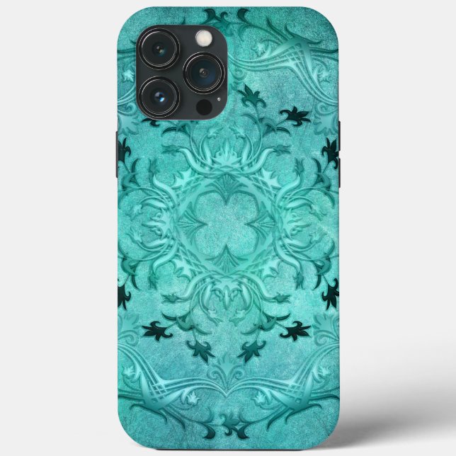 Ethnic floral turquoise grunge mandala Case-Mate iPhone case (Back)