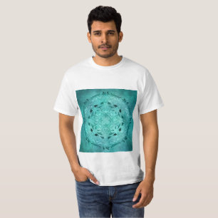 Ethnic floral turquoise grunge mandala T-Shirt