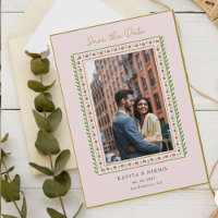 Ethnic Flower border Pink Photo Save The Day