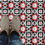 Ethnic Folk Boho Red Black White Geometric Pattern Tile<br><div class="desc">Modern abstract decorative tile design featuring geometric shapes in red,  black and white.</div>