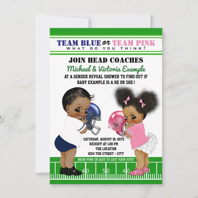Ethnic Football Gender Reveal Baby Shower Invitation (Front)