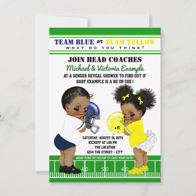 Ethnic Football Gender Reveal Baby Shower Invitation (Front)