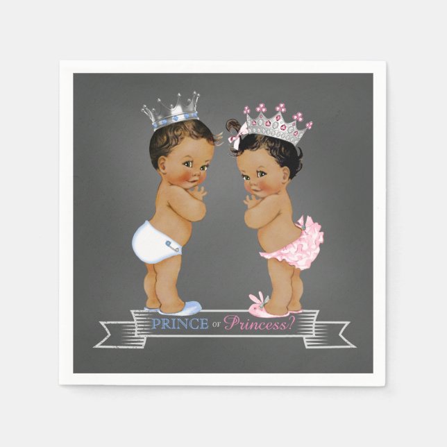 Ethnic Gender Reveal Prince Princess Napkin (Front)