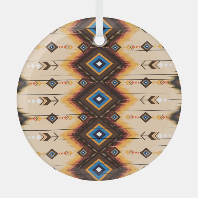Ethnic geometric: abstract pattern design. glass tree decoration (Front)