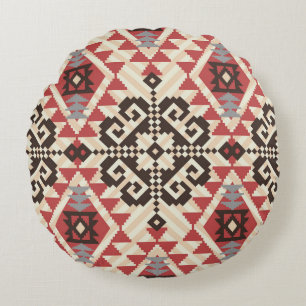 Ethnic Geometric: Abstract Seamless Round Cushion
