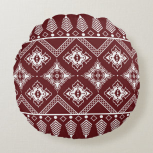 Ethnic Geometric Asian Style Pattern Round Cushion
