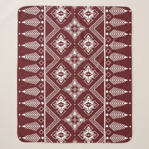 Ethnic Geometric Asian Style Pattern Sherpa Blanket