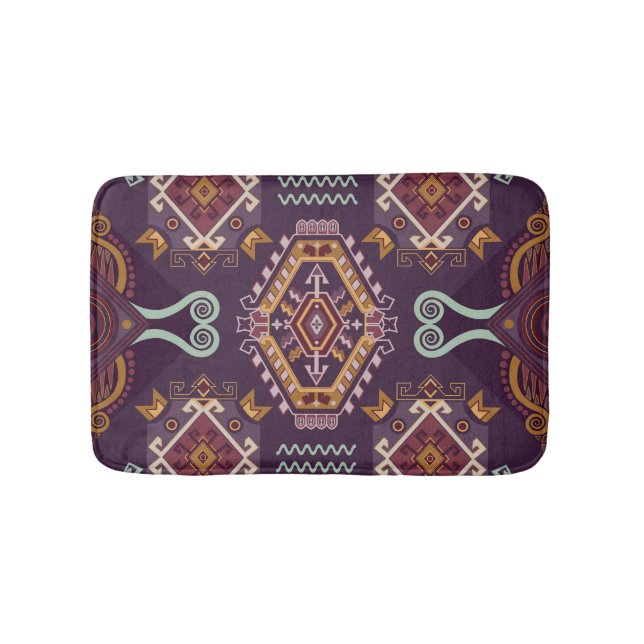 Ethnic Geometric Colourful Seamless Design Bath Mat (Front)