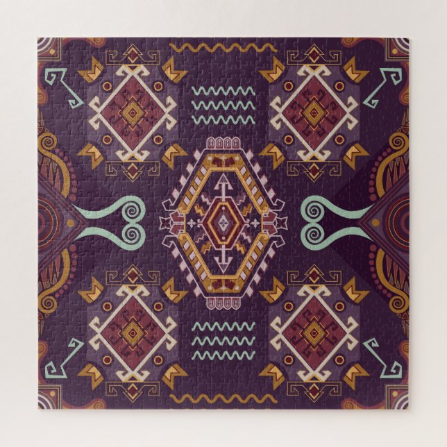 Ethnic Geometric Colourful Seamless Design Jigsaw Puzzle (Vertical)