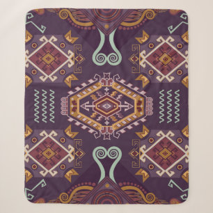 Ethnic Geometric Colourful Seamless Design Sherpa Blanket