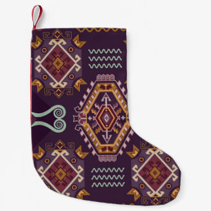 Ethnic Geometric Colourful Seamless Design Small Christmas Stocking