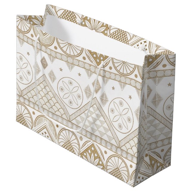 Ethnic Geometric Floral Tribal Seamless Pattern 2 Large Gift Bag (Front Angled)