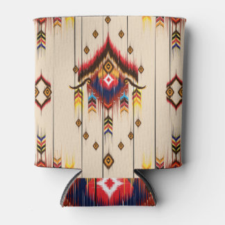 Ethnic Geometric Ikat Folklore Design. Can Cooler