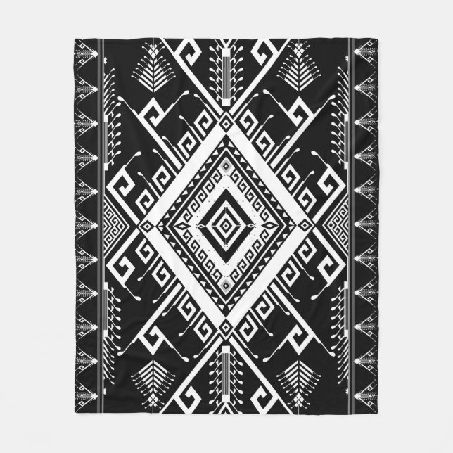 Ethnic geometric Indian border, abstract. Fleece Blanket (Front)