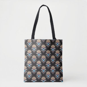 ethnic geometric paisley floral seamless pattern tote bag