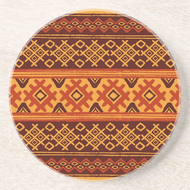 Ethnic geometric, traditional folk pattern. coaster (Front)