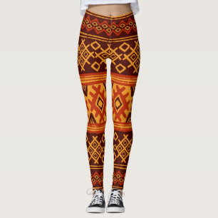 Ethnic geometric, traditional folk pattern. leggings